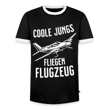 Flugzeug Tshirt Herren Helikopter Pilot Flieger - Männer Kontrast-T-Shirt - Schwarz/Weiß - Vorne - AI Model Female 172 light (172cm) & AI Model Male 178 light (178cm)