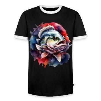 Barsch-Fisch - Männer Kontrast-T-Shirt - Schwarz/Weiß - Vorne - AI Model Female 172 light (172cm) & AI Model Male 178 light (178cm)