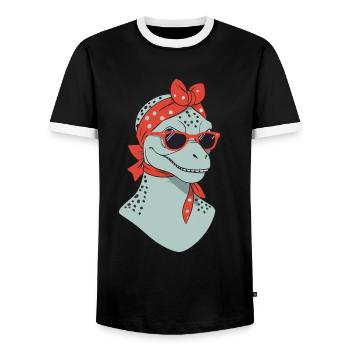 Drôle Dinosaure Maman Cool Dino Femme - T-shirt contrasté Homme - noir/blanc - Devant - AI Model Female 172 light (172cm) & AI Model Male 178 light (178cm)