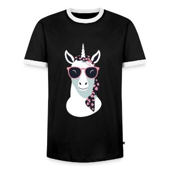 Licorne Maman Licornes Élégantes Amoureux - T-shirt contrasté Homme - noir/blanc - Devant - AI Model Female 172 light (172cm) & AI Model Male 178 light (178cm)