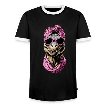 Drôle Dinosaure Maman Cool Dino Femme Style - T-shirt contrasté Homme - noir/blanc - Devant - AI Model Female 172 light (172cm) & AI Model Male 178 light (178cm)