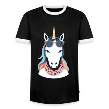 Einhorn Mama Einhörner Liebende Lustige Stylische - Männer Kontrast-T-Shirt - Schwarz/Weiß - Vorne - AI Model Female 172 light (172cm) & AI Model Male 178 light (178cm)
