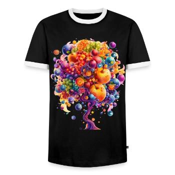 Explosion d’arbre du monde coloré - T-shirt contrasté Homme - noir/blanc - Devant - AI Model Female 172 light (172cm) & AI Model Male 178 light (178cm)