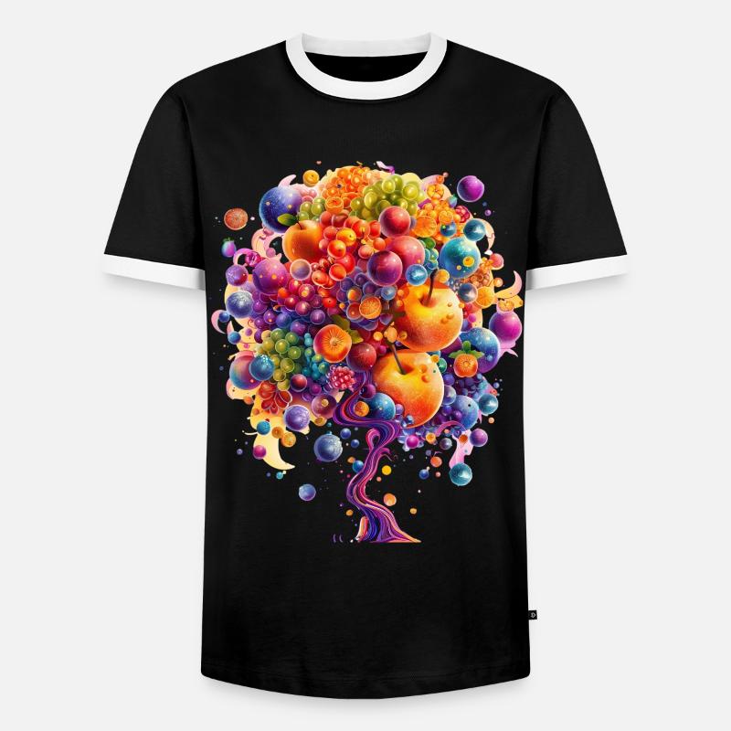 Bunte Weltenbaum Explosion - Männer Kontrast-T-Shirt - Schwarz/Weiß