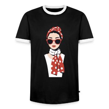 Iconic Woman Stylish Mom Funny Mom - Men's Ringer Shirt - black/white - Front - AI Model Female 172 light (172cm) & AI Model Male 178 light (178cm)
