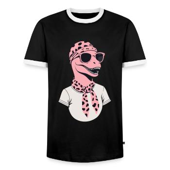 Drôle Dinosaure Maman Cool Dino Femme - T-shirt contrasté Homme - noir/blanc - Devant - AI Model Female 172 light (172cm) & AI Model Male 178 light (178cm)