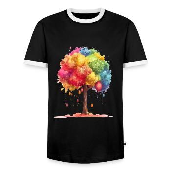 Farbenfroher Baum Mit Bunten Tropfen - Männer Kontrast-T-Shirt - Schwarz/Weiß - Vorne - AI Model Female 172 light (172cm) & AI Model Male 178 light (178cm)