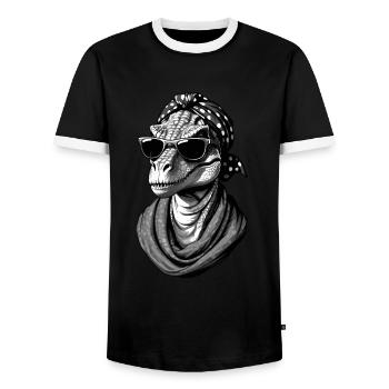 Drôle Dinosaure Maman Cool Dino Femme Style - T-shirt contrasté Homme - noir/blanc - Devant - AI Model Female 172 light (172cm) & AI Model Male 178 light (178cm)