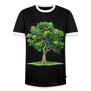 Arbre vivant aux fruits rouges - T-shirt contrasté Homme - noir/blanc - Devant - AI Model Female 172 light (172cm) & AI Model Male 178 light (178cm)