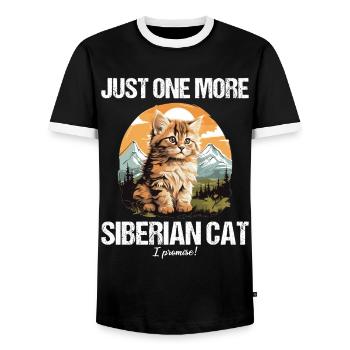 Siberian Cat Sibirische Katze - Männer Kontrast-T-Shirt - Schwarz/Weiß - Vorne - AI Model Female 172 light (172cm) & AI Model Male 178 light (178cm)