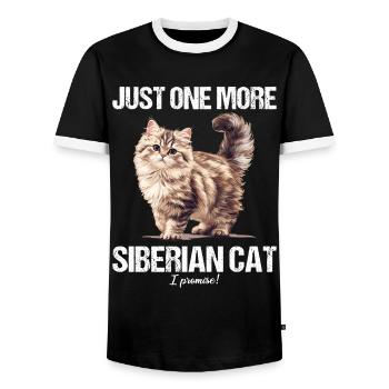 Siberian Cat Sibirische Katze - Men's Ringer Shirt - black/white - Front - AI Model Female 172 light (172cm) & AI Model Male 178 light (178cm)