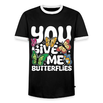 You Give Me Butterflies - Männer Kontrast-T-Shirt - Schwarz/Weiß - Vorne - AI Model Female 172 light (172cm) & AI Model Male 178 light (178cm)