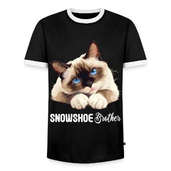 Chaton raquette Chat raquette - T-shirt contrasté Homme - noir/blanc - Devant - AI Model Female 172 light (172cm) & AI Model Male 178 light (178cm)