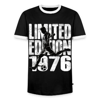 Limited Edition 1976 Limited Edition Football - Men's Ringer Shirt - black/white - Front - AI Model Female 172 light (172cm) & AI Model Male 178 light (178cm)