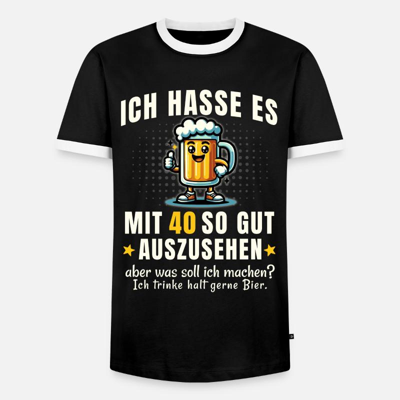 40 & Bier – Witziger Spruch - Männer Kontrast-T-Shirt - Schwarz/Weiß