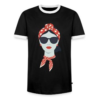 Iconic Woman Stylish Mom Funny Mom - Men's Ringer Shirt - black/white - Front - AI Model Female 172 light (172cm) & AI Model Male 178 light (178cm)