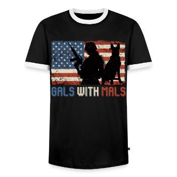 Malinois Frauen GALS WITH MALS Belgischer - Männer Kontrast-T-Shirt - Schwarz/Weiß - Vorne - AI Model Female 172 light (172cm) & AI Model Male 178 light (178cm)
