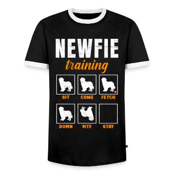 NEWFIE TRAINING Propriétaires de chiens Terre-Neuve - T-shirt contrasté Homme - noir/blanc - Devant - AI Model Female 172 light (172cm) & AI Model Male 178 light (178cm)