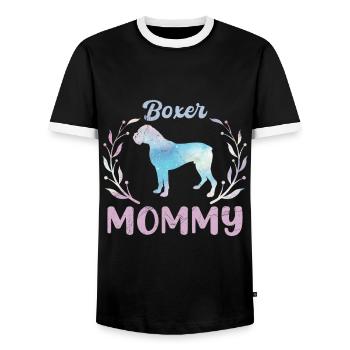 Deutscher Boxer Hundebesitzerin BOXER MAMI - Männer Kontrast-T-Shirt - Schwarz/Weiß - Vorne - AI Model Female 172 light (172cm) & AI Model Male 178 light (178cm)