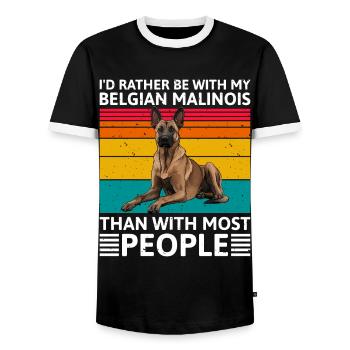 Malinois I'D RATHER BE WITH BELGIAN MALINOIS - Men's Ringer Shirt - black/white - Front - AI Model Female 172 light (172cm) & AI Model Male 178 light (178cm)