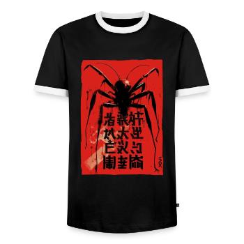 Une araignée d’horreur géante - T-shirt contrasté Homme - noir/blanc - Devant - AI Model Female 172 light (172cm) & AI Model Male 178 light (178cm)