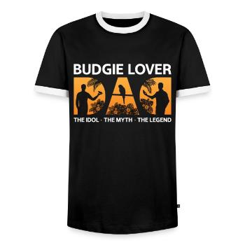 Amoureux des perruches Papa L’idole Le mythe Propriétaire de perruche - T-shirt contrasté Homme - noir/blanc - Devant - AI Model Female 172 light (172cm) & AI Model Male 178 light (178cm)