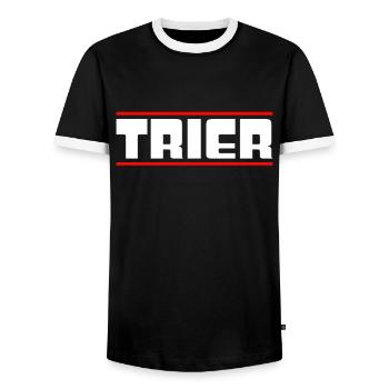 Trier - Men's Ringer Shirt - black/white - Front - AI Model Female 172 light (172cm) & AI Model Male 178 light (178cm)