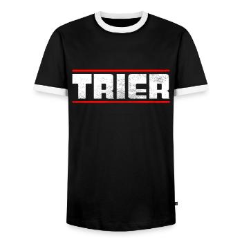 Trier - Men's Ringer Shirt - black/white - Front - AI Model Female 172 light (172cm) & AI Model Male 178 light (178cm)