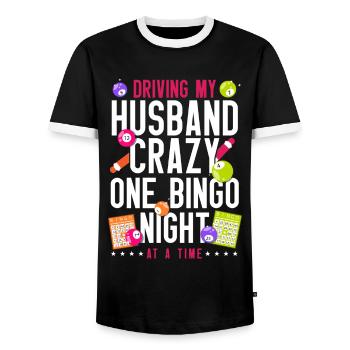 Bingo Player Husband Wife Driving - Men's Ringer Shirt - black/white - Front - AI Model Female 172 light (172cm) & AI Model Male 178 light (178cm)