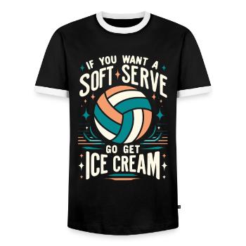 volley-ball, joueurs de volley-ball drôles, joueurs de volley-ball - T-shirt contrasté Homme - noir/blanc - Devant - AI Model Female 172 light (172cm) & AI Model Male 178 light (178cm)