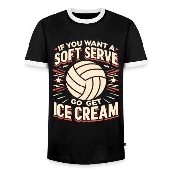 volley-ball, joueurs de volley-ball drôles, joueurs de volley-ball - T-shirt contrasté Homme - noir/blanc - Devant - AI Model Female 172 light (172cm) & AI Model Male 178 light (178cm)
