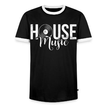 House Music, EDM, Rave, DJ, Electro, Deep House, Amoureux - T-shirt contrasté Homme - noir/blanc - Devant - AI Model Female 172 light (172cm) & AI Model Male 178 light (178cm)