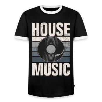 House Music, EDM, Rave, DJ, Electro, Deep House, Amoureux - T-shirt contrasté Homme - noir/blanc - Devant - AI Model Female 172 light (172cm) & AI Model Male 178 light (178cm)