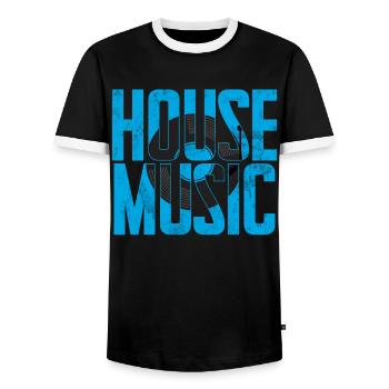 House Music, EDM, Rave, DJ, Electro, Deep House, Lover - Men's Ringer Shirt - black/white - Front - AI Model Female 172 light (172cm) & AI Model Male 178 light (178cm)