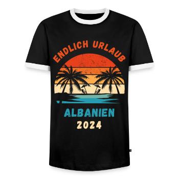 Albanien Urlaub 2024 Balkan Idee - Männer Kontrast-T-Shirt - Schwarz/Weiß - Vorne - AI Model Female 172 light (172cm) & AI Model Male 178 light (178cm)