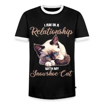 Chaton raquette Chat raquette - T-shirt contrasté Homme - noir/blanc - Devant - AI Model Female 172 light (172cm) & AI Model Male 178 light (178cm)