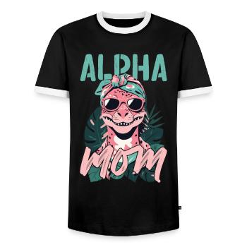 Alpha Maman Drôle Dinosaure Maman Dinos Cool - T-shirt contrasté Homme - noir/blanc - Devant - AI Model Female 172 light (172cm) & AI Model Male 178 light (178cm)