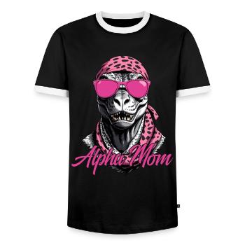 Alpha Mom Funny Dinosaur Mother Icon - Men's Ringer Shirt - black/white - Front - AI Model Female 172 light (172cm) & AI Model Male 178 light (178cm)