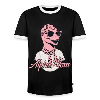 Alpha Maman Drôle Dinosaure Maman Dinos Cool - T-shirt contrasté Homme - noir/blanc - Devant - AI Model Female 172 light (172cm) & AI Model Male 178 light (178cm)