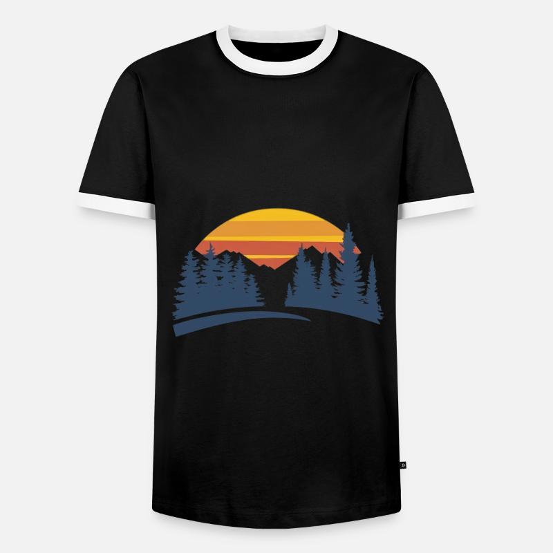 Sunset Forest Nature Experience - Men's Ringer Shirt - black/white