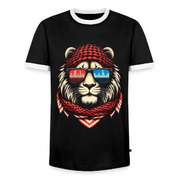 Lion Avec Lunettes De Soleil House Musique Rave DJ - T-shirt contrasté Homme - noir/blanc - Devant - AI Model Female 172 light (172cm) & AI Model Male 178 light (178cm)
