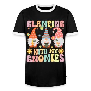 Glamping mit meinen Gnomies Groovy Glamper Gnome Z - Männer Kontrast-T-Shirt - Schwarz/Weiß - Vorne - AI Model Female 172 light (172cm) & AI Model Male 178 light (178cm)