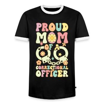 Fière maman d’un agent correctionnel Groovy C - T-shirt contrasté Homme - noir/blanc - Devant - AI Model Female 172 light (172cm) & AI Model Male 178 light (178cm)