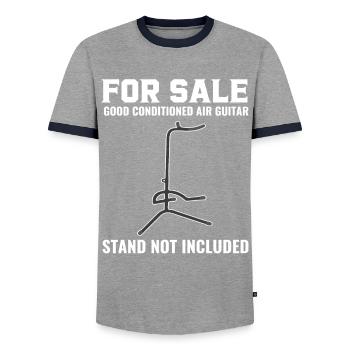 For Sale Well Conditioned Air Guitar Funny - Men's Ringer Shirt - grey/navy  - Front - AI Model Female 172 light (172cm) & AI Model Male 178 light (178cm)