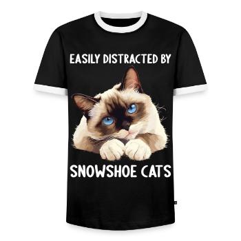 Chaton raquette Chat raquette - T-shirt contrasté Homme - noir/blanc - Devant - AI Model Female 172 light (172cm) & AI Model Male 178 light (178cm)