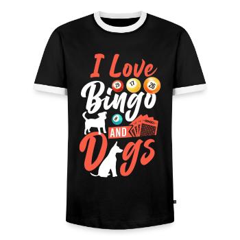 Bingo Player Dog I Love Bingo And - Men's Ringer Shirt - black/white - Front - AI Model Female 172 light (172cm) & AI Model Male 178 light (178cm)