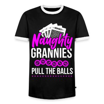 Bingo Player Grandma Naughty - Männer Kontrast-T-Shirt - Schwarz/Weiß - Vorne - AI Model Female 172 light (172cm) & AI Model Male 178 light (178cm)