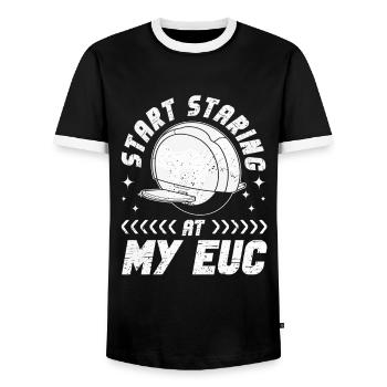 Euc E-monocycle Monocycle Électrique - T-shirt contrasté Homme - noir/blanc - Devant - AI Model Female 172 light (172cm) & AI Model Male 178 light (178cm)