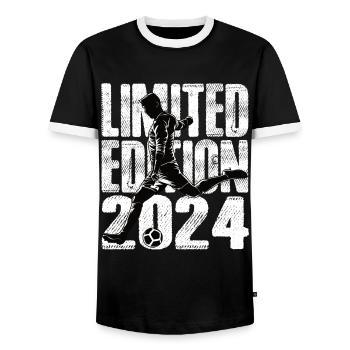 Football en édition limitée 2024 en édition limitée - T-shirt contrasté Homme - noir/blanc - Devant - AI Model Female 172 light (172cm) & AI Model Male 178 light (178cm)
