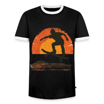Sonnenuntergang Skateboard Silhouette - Männer Kontrast-T-Shirt - Schwarz/Weiß - Vorne - AI Model Female 172 light (172cm) & AI Model Male 178 light (178cm)